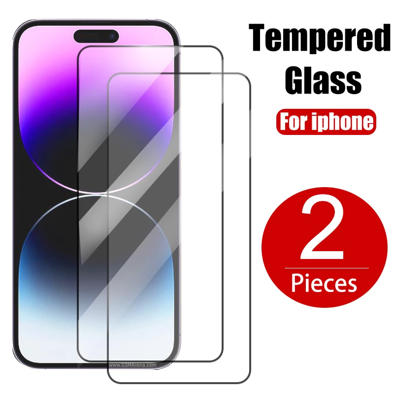 2PCS Screen Protector for iPhone 15 14 13 12 11 Pro 8 7 XR X XS Max Mini Tempered Glass for iPhone 6S Plus SE 2022 2020