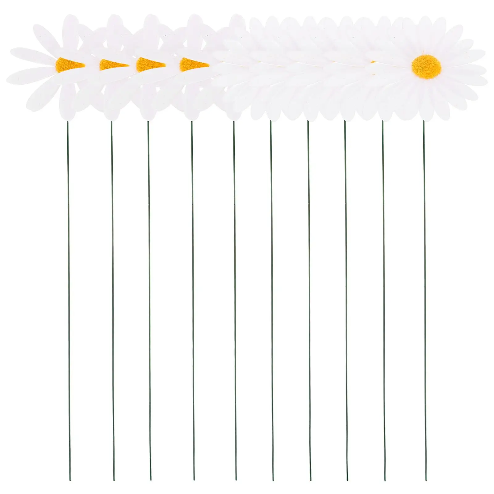 

10 Pcs Simulated Daisy Stick Flower Yard Stakes The Flowers Backyard Decor Garden Mother