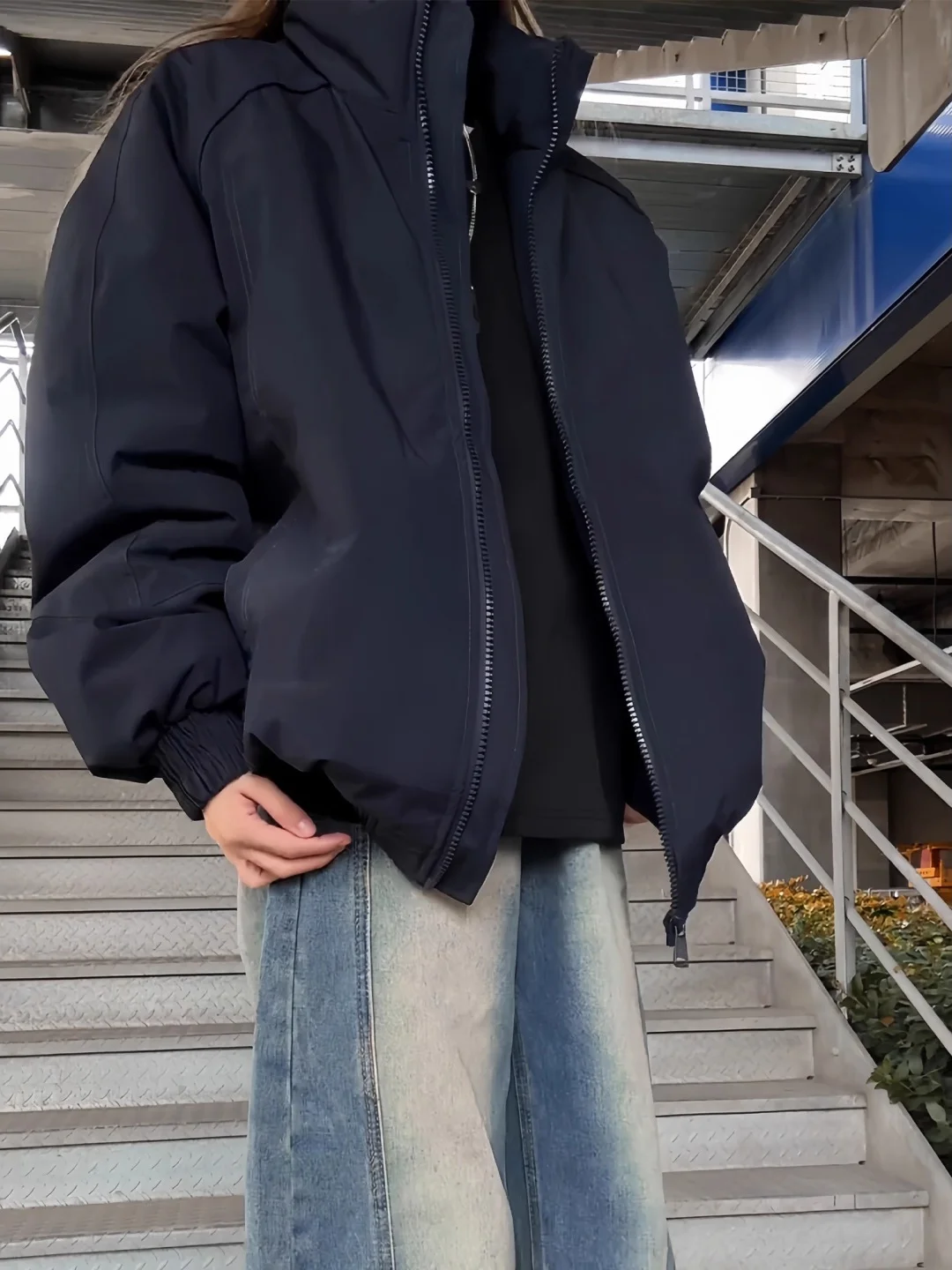 

Thiened Winter Bomber Jaet Men's ort Cotton Coat American Sle Stand Collar Flight Jaet Warmth Outerwear Coat