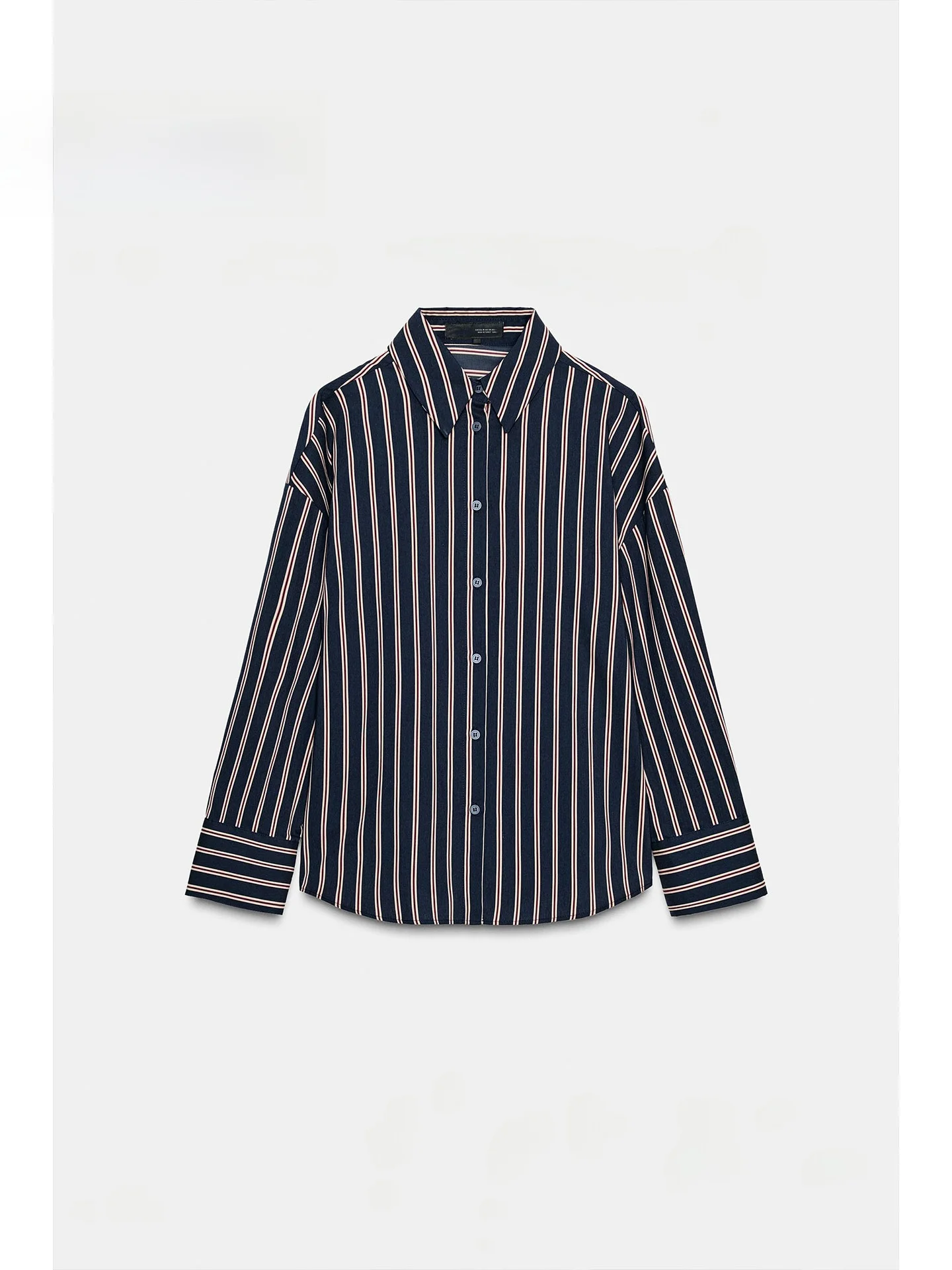 

Повседневная женская блузка в полоску свободного кроя с длинным рукавом, отложным воротником, для многослойных образов, Зима 2025, Модная новинка