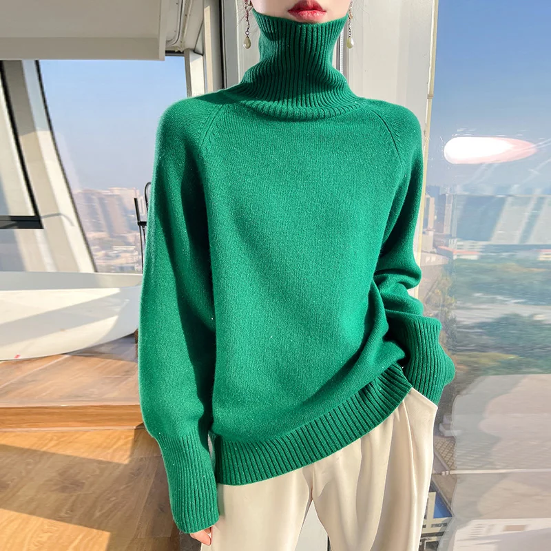 KOIJINSKY  Autumn and winter new high necked socketed Pullover Sweater thickened loose woolen sweater