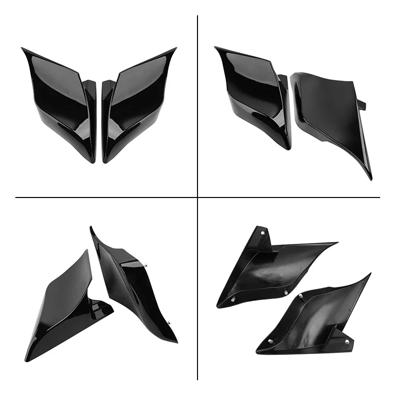 Motorcycle Black Stretched Extended Side Covers Panels ABS Plastic For Harley Touring Electra Street Glide Road King 2014-2023