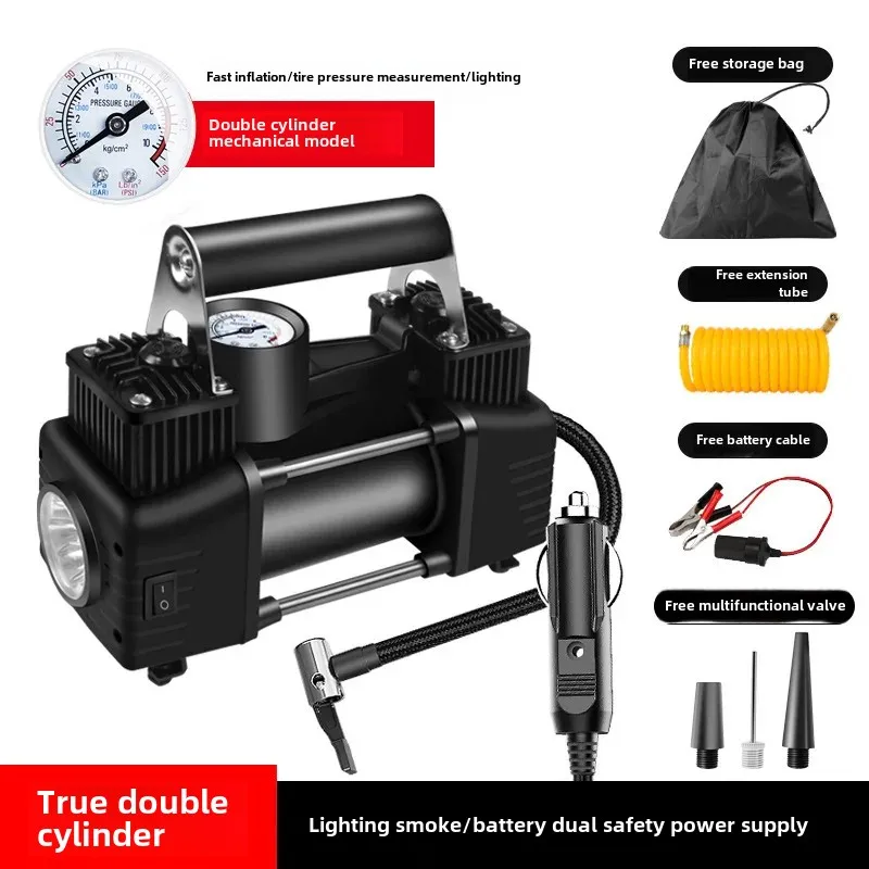 Portable Multi-Functional Car Inflation Pump With Digital Display And Auto Restart Features High-Pressure Air Cylinder For Motor