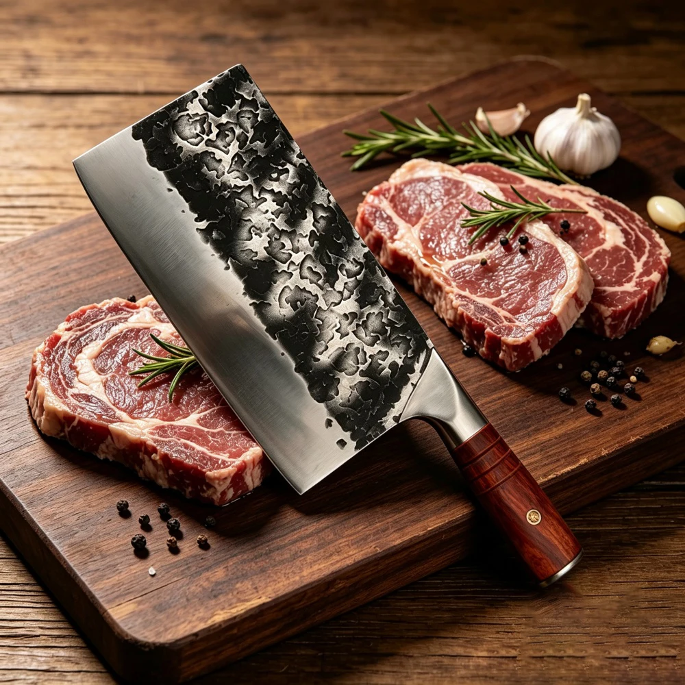 High-Grade Hand Forged Kitchen Knife - Home Manganese Steel Sharp Cutting Knife Commercial Chefs Special New Cutting Tools