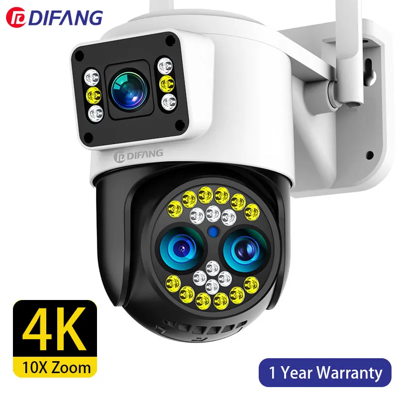 

DIFANG 8MP 4K WiFi IP PTZ Surveillance Camera Security Camera CCTV Triple Lens Waterproof Panoramic Outdoor Home 2-Way Audio