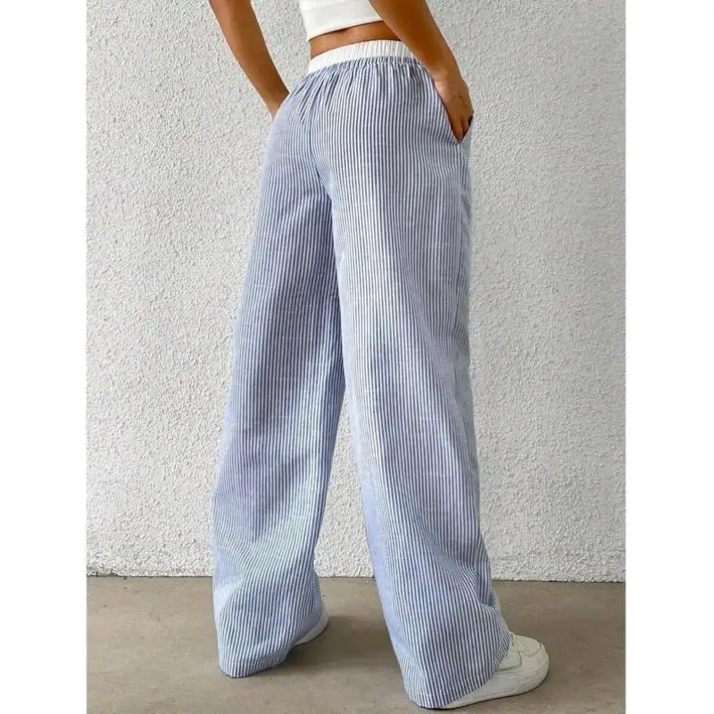 فضفاض سراويل تقليدية للرجال بنطلون عالي الخصر مستقيم الساق الكورية Sle محايد عالية الخصر مظلة الجندي السراويل مخطط #4