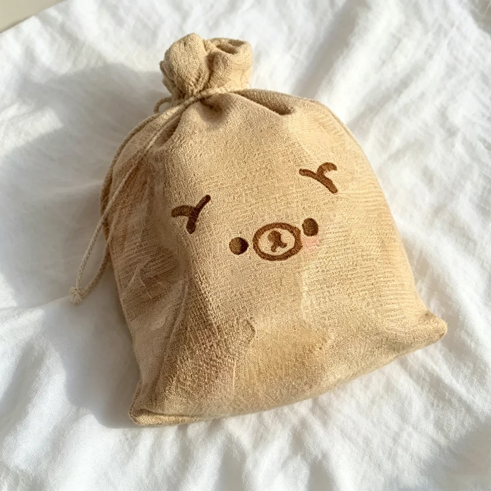Hot Simulation Linen Pouch Bear Mochi Squishy Soft Elastic Slow Rising Drawstring Bag Design Cute Stress Relief Hand Squeeze Toy - view 5