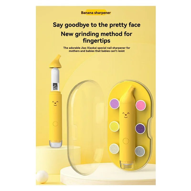 CYGJ-Soft LED Light Baby Electric Nail Clipper Filer Trimmer 6 Attachments Gentle Grinder