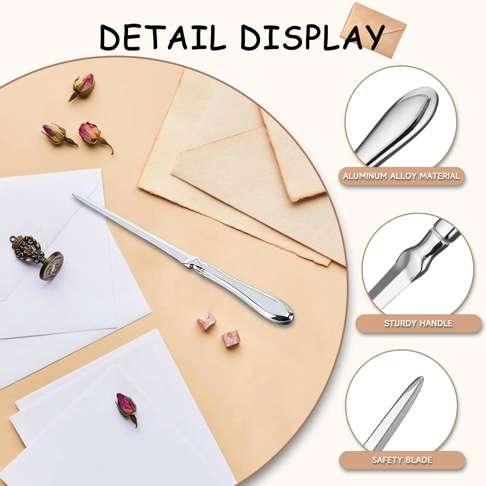 فتاحة رسائل، فتاحة حروف مغلف متقدمة، سكين معدني مفتوح للمكتب، قاطع مغلف مناسب للمكتب المنزلي الجيد