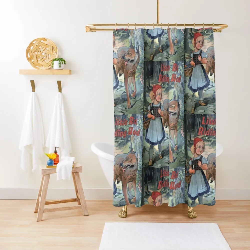 

Little Red Riding Hood (Vintage Mural Art) Shower Curtain In The Bathroom Waterproof Fabric Bathroom Curtain