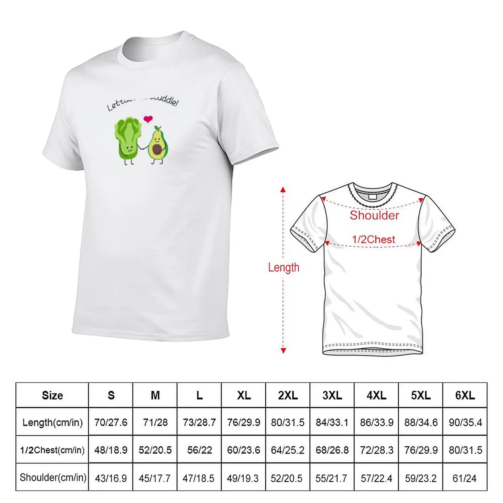 Avocado Lover - Lettuce Avocuddle T-Shirt Classic Graphic Short Sleeve Top