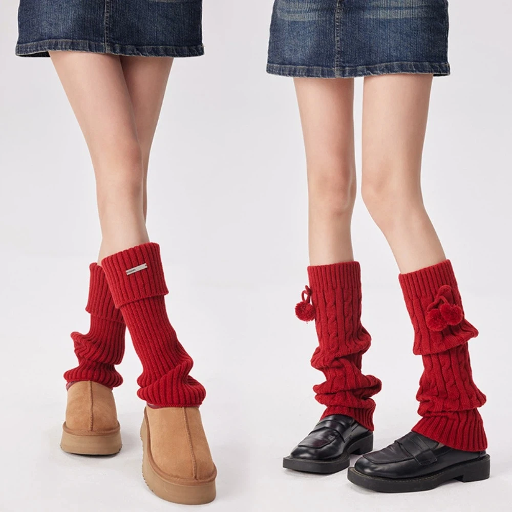 

Вязаные красные гетры-носки на Новый год, год Зодиака, китайский Новый год, длинные носки-трубочки, на удачу, 36/38/43 см, чехлы для сапог в стиле Лолита