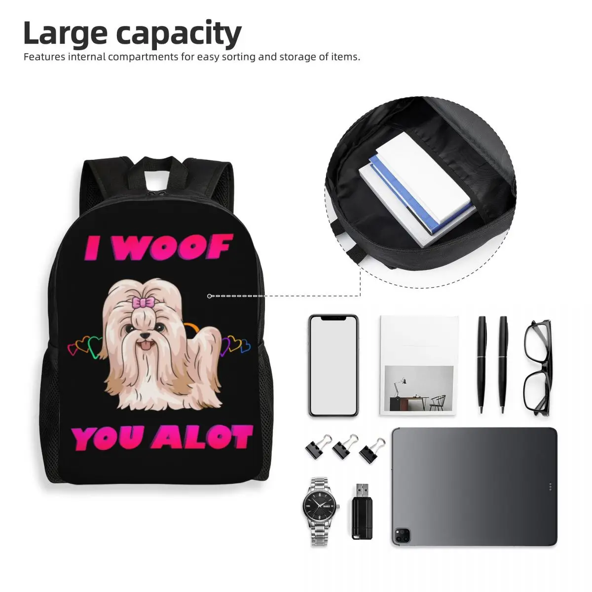 Cartoon Shih Tzu Lover Laptop Backpack Men Women Fashion Bookbag for College School Student Pet Animal Bag