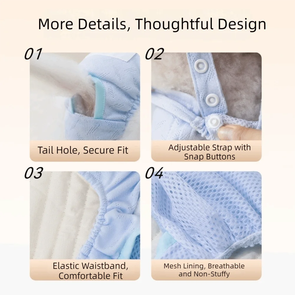 

Dog Underwear Suspenders Style Dog Physiological Pants Adjustable Washable Pet Sanitary Pants Breathable Dog Diaper Outdoor