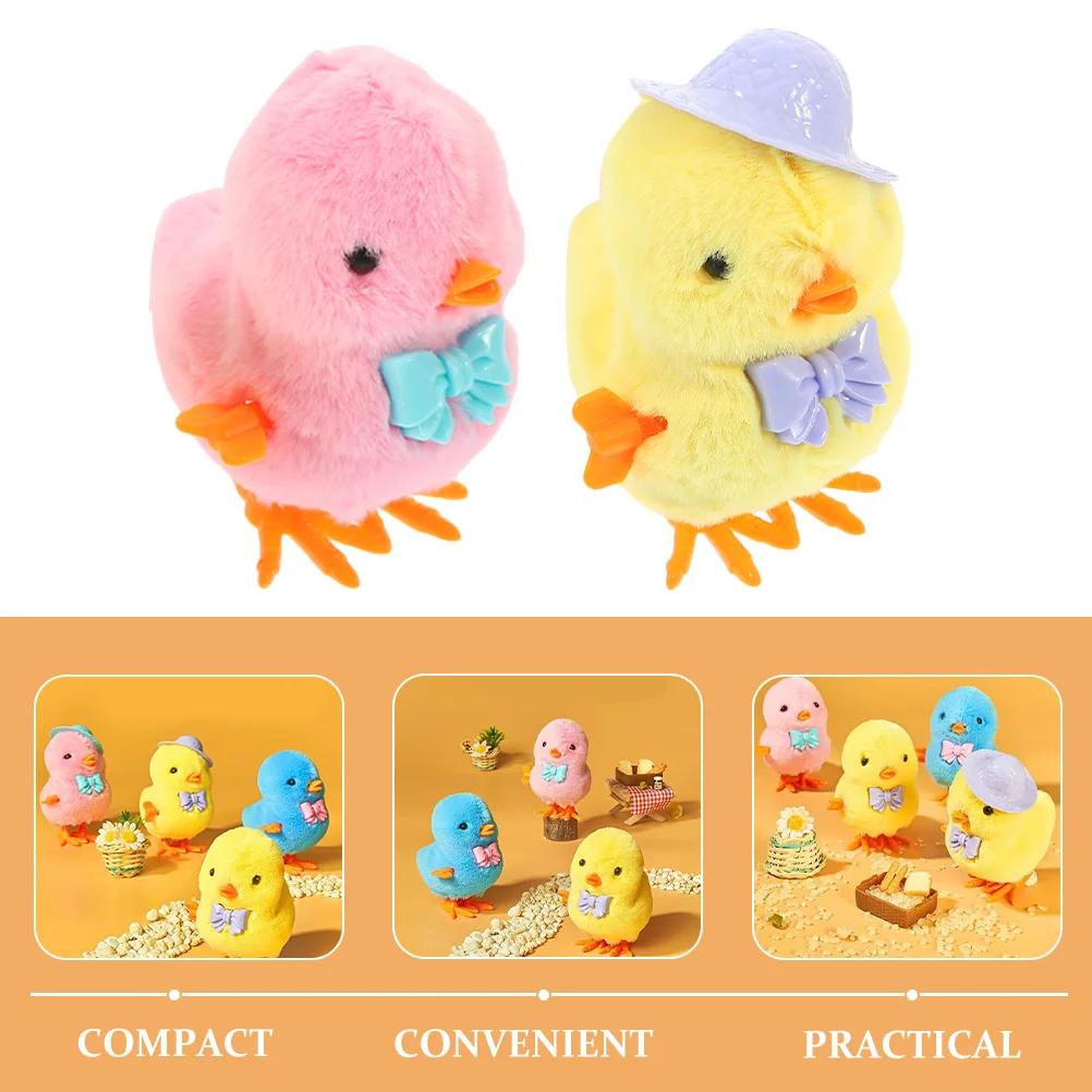 6 Pcs Clockwork Chicken Easter Basket Stuffer Windup Toys for Kids Top Hat Bulk Child