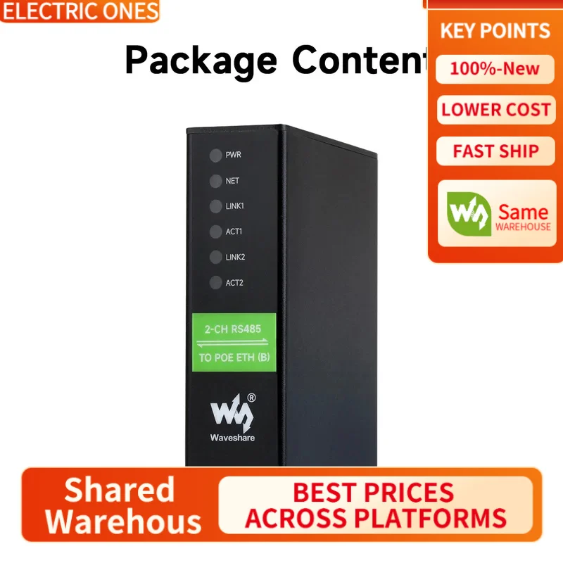 

【Waveshare genuine】- 2-Ch RS485 To RJ45 Ethernet Serial Server, Dual Channels RS485 Independent Operation, Modbus gateway, MQTT