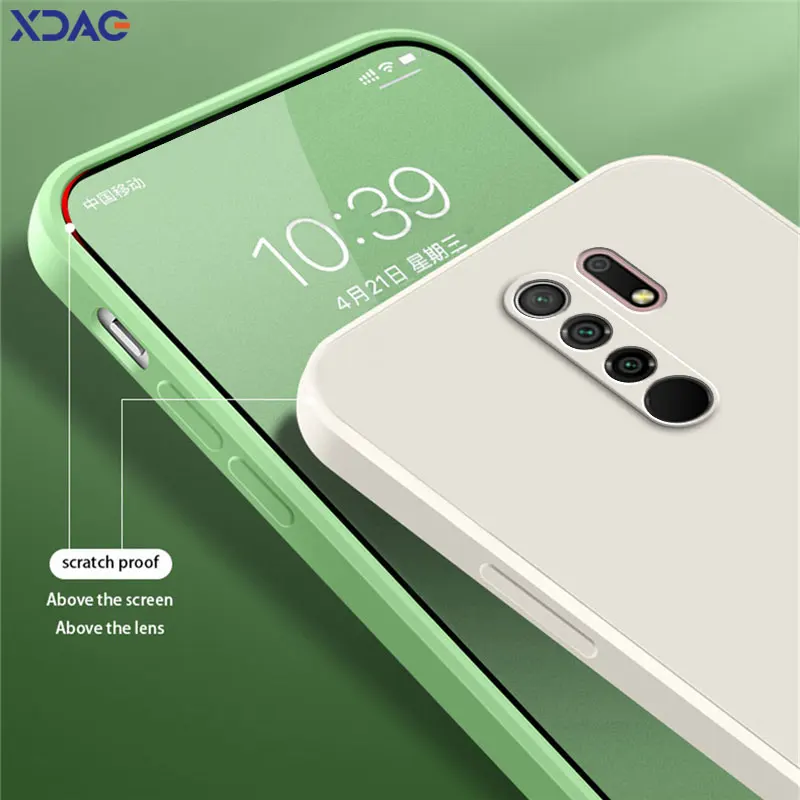 Square Liquid Phone Cover for Xiaomi Redmi 9 9A 9C 9i 9T 9AT Activ Power Prime Sport NFC India Redmi9 Soft Shockproof Candy Case