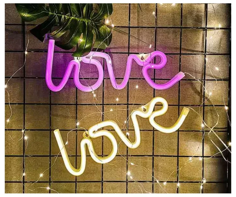 Christmas Light String Neon Shaped Party Light Love Letter Lamp Proposal White Decorative Lights LED Wedding Decorative Lamps