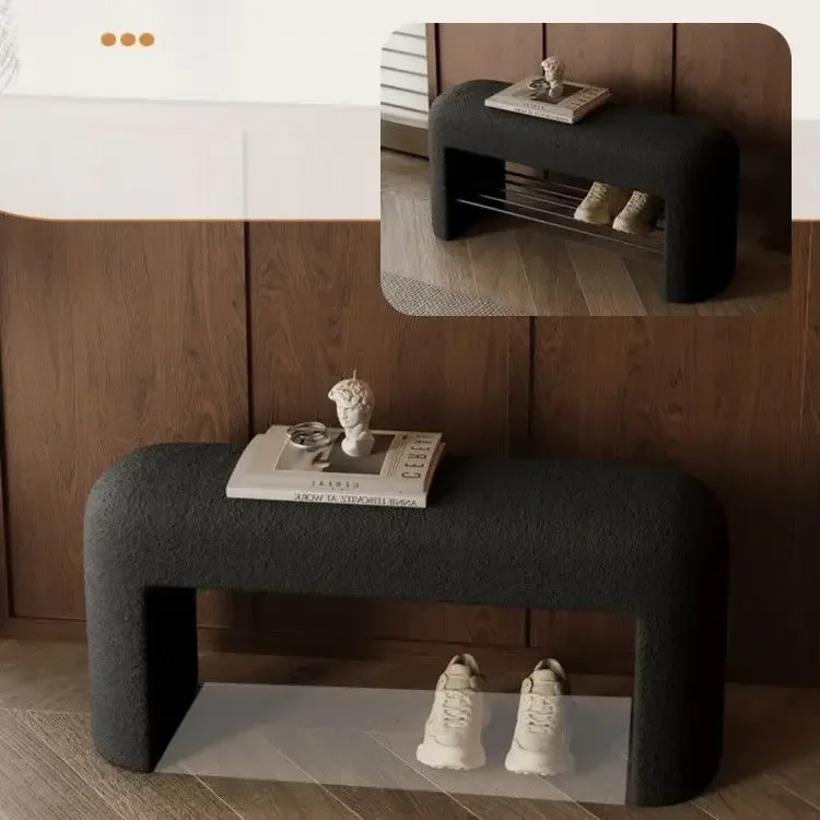 الأحذية المنزلية تغيير البراز الجلوس رف الأحذية خروف المخملية الأحذية الفوز البراز غرفة المعيشة مدخل المنزل أريكة مقعد السرير #4