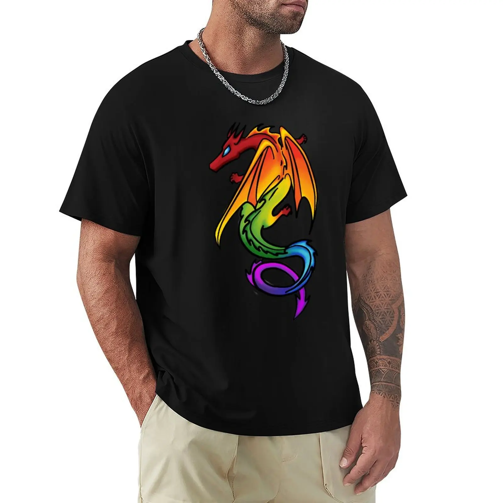 

Футболка Rainbow LGBT Pride Dragon с изображением животных и принца для мальчиков, топы большого размера, одежда в стиле хиппи, большие футболки для мужчин