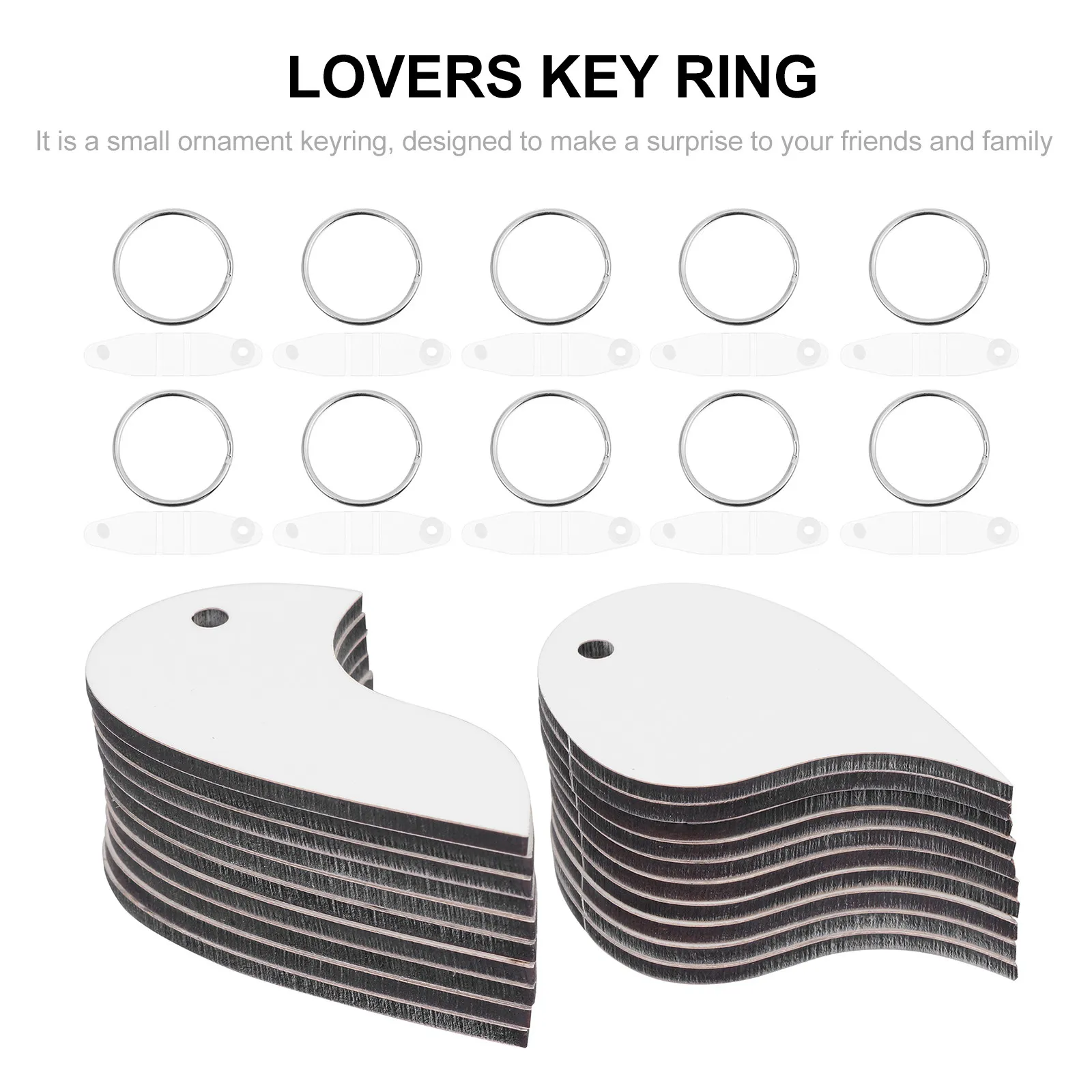 10Pcs Heart-Shaped Key Chains DIY Blank Key Rings Fashionable Lovely Handbag Backpack School Bag Decoration Valentine's Gift