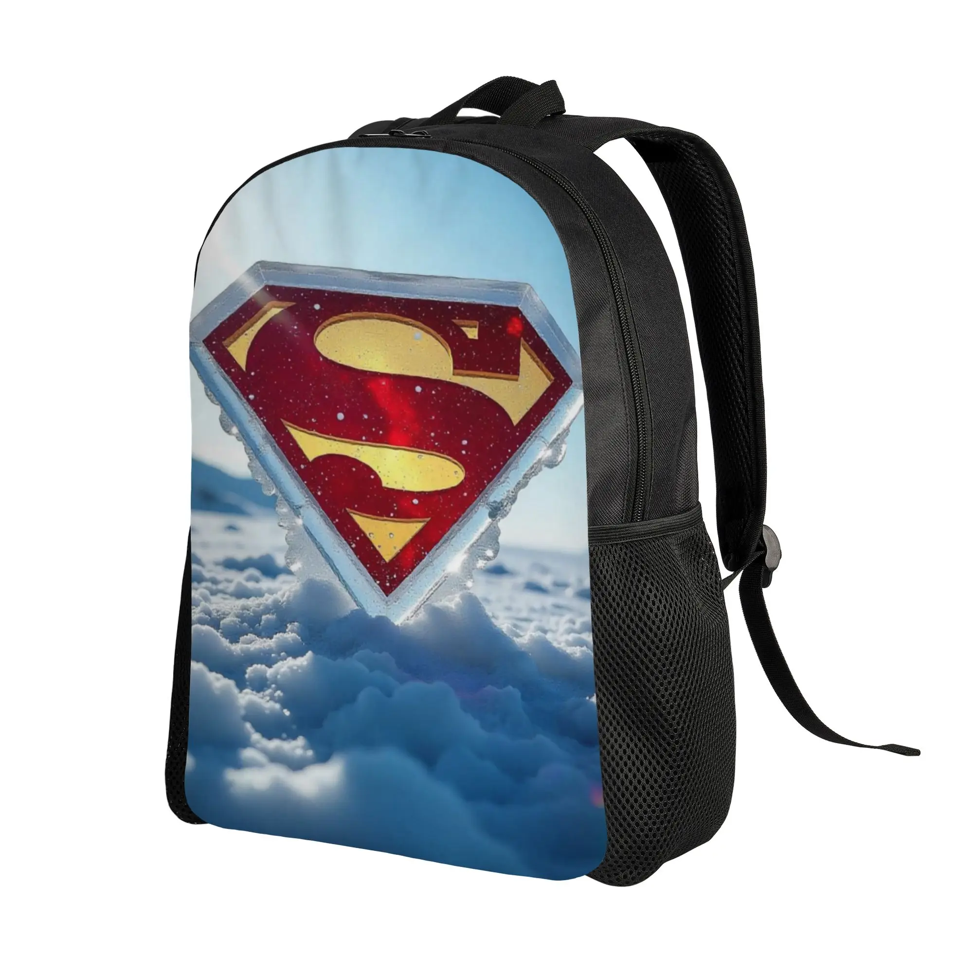 Back to school season Cloud Sky Crystal Superman Shield Art Schoolbag  Couple Solid Backpack