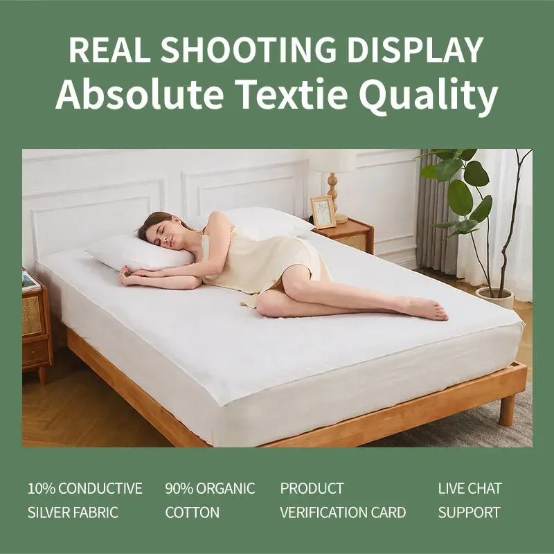 10% Silver Fiber Earthing Fitted Bed Sheets Conductive Greunded Bedsheet Anti-ESD Relieve Pressure ImpreveHealth