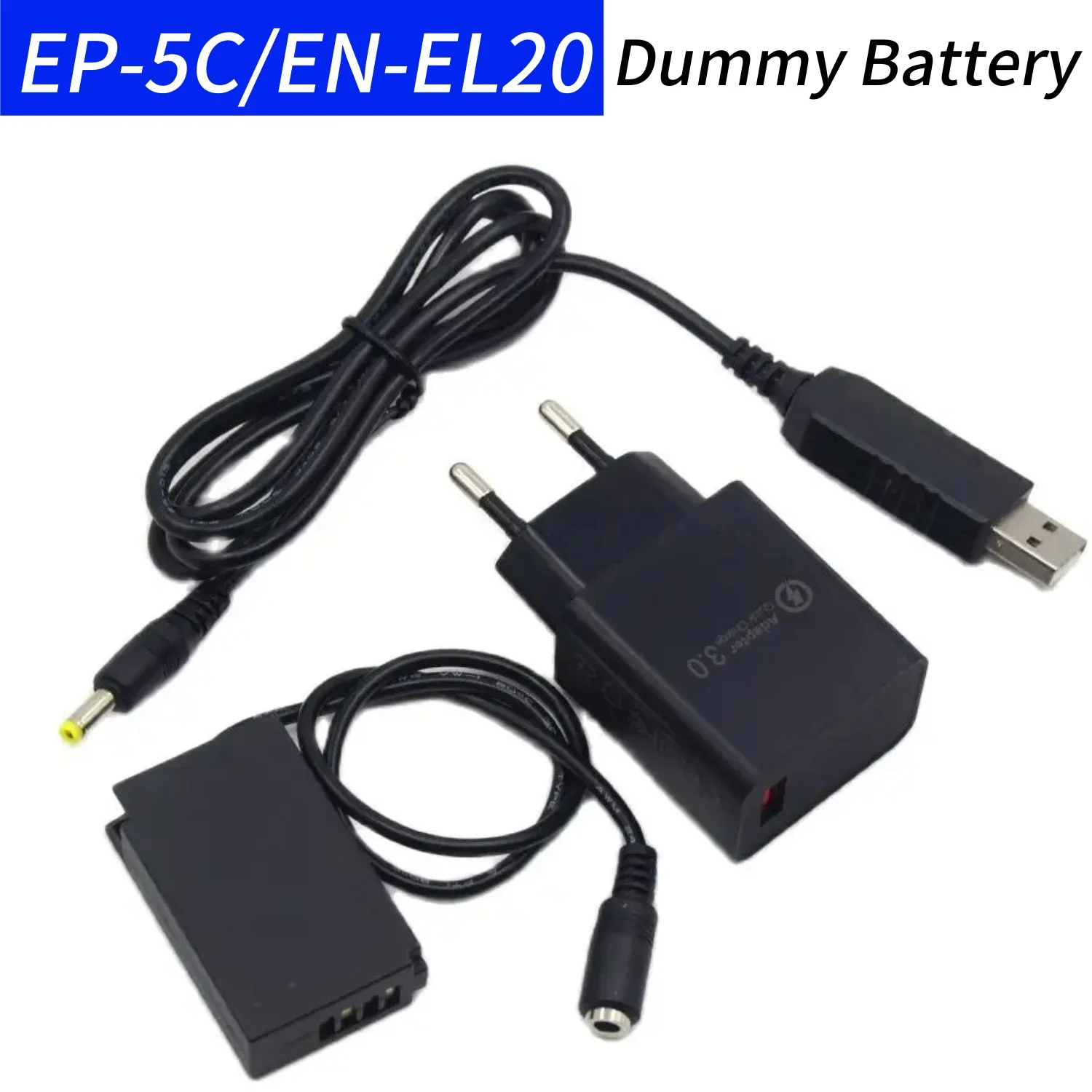 

Fast Charger+EH-5 EH-5A PRO USB-DC Cable+EN-EL20 Dummy Battery EP-5C DC Coupler for Nikon 1J1 1J2 1J3 1S1 1AW1 1V3 P1000 Camera