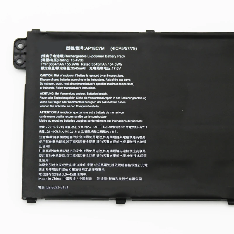 Laptop Battery AP18C7M For Swift 3 5 Series SF313-52 SF313-52G SF313-53 SF313-53G SF316-51 SF514-54T SF514-54GT SF514-55T 55.9WH
