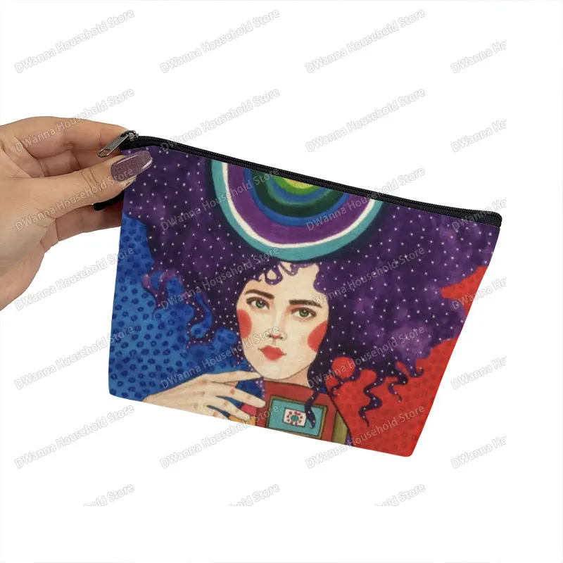 Fashion Europe Retro Lady Oil Painting Storage Bag Women Beauty Makeup Bags Lipstick Small Pouch Ladies Toiletry Cosmetic Case