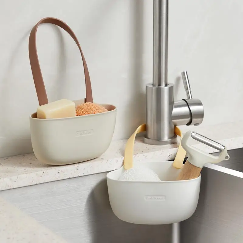 Kitchen Sink Holder Hanging Drain Basket Sponges Soap Holder Drying Rack Adjustable Drain Rack Faucet Holder Storage Organizer