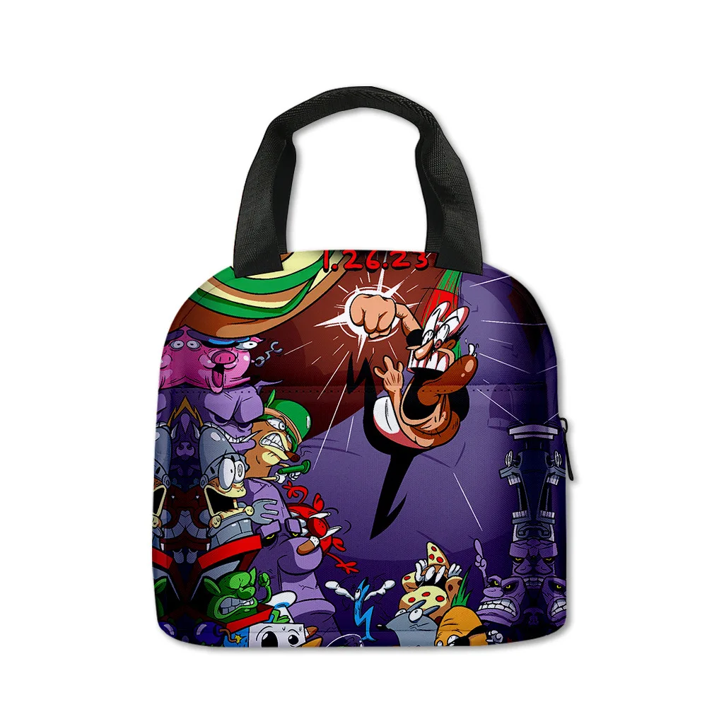 

Hip Hop Game Pizza Tower Student Work Lunchbox Thermal insulation Food Lunch Bag 3D Print Insulated Portable Handbags Ice Bags