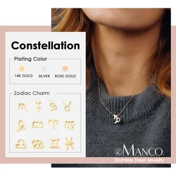 eManco New Men Women 12 Horoscope Zodiac Sign Pendant Necklace Aries 12 Constellations Necklace Fashion Jewelry Gift