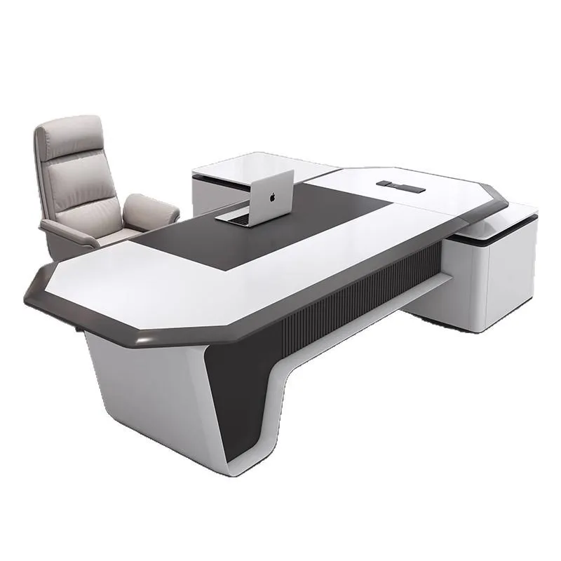 High-end painted boss table, simple and modern light luxury high-end single president table and chairs