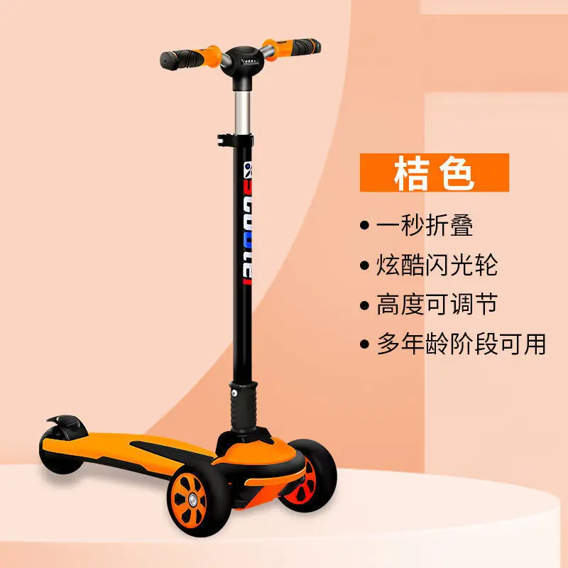 Children Scooter 3 Wheel Scooter with Flash Wheels Kick Scooter for 2-12 Year Kids Adjustable Height Foldable Children Scooter