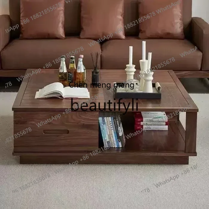 32Nordic black walnut living room log tea table black walnut coffee table generous table