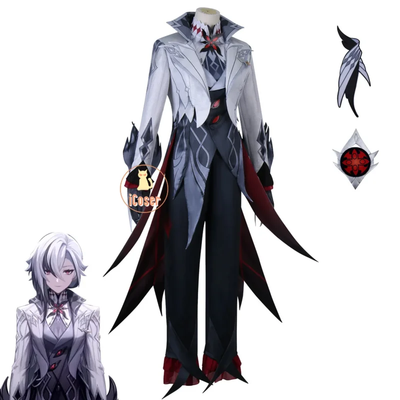 2025 ♥   Новый костюм для косплея Arlecchino The Knave Genshin Impact, игровая форма, парик, одиннадцать Fatui Harbingers, вечеринка на Хэллоуин для W ☆ ★