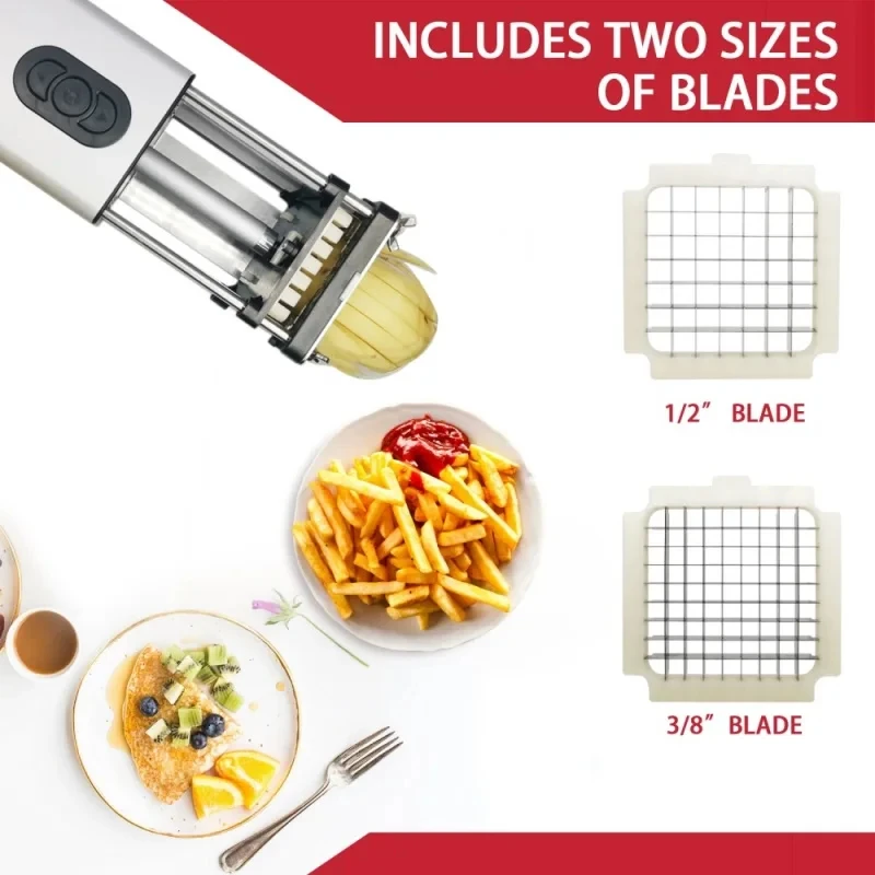 Electric French Fry Cutter With 2 Blades Stainless Steel Vegetable Potato Carrot Cutter Kitchen Accessories Kitchen Gadget Set