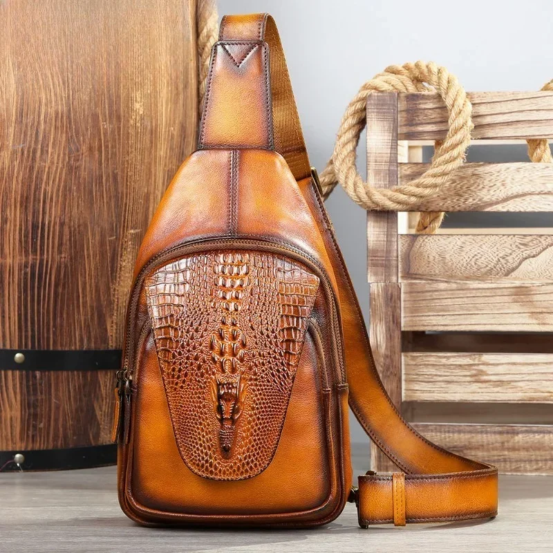 

Men's High-Quality Cowhide Leather Casual Shoulder Bag with Sophisticated Design And Front Pocket Fashion Accessory