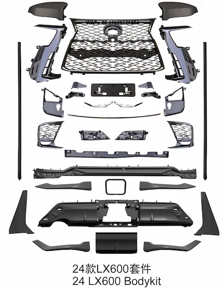 

TDCMY Auto Parts Front Rear Bumper Kit Grille Chrome PP ABS Body Kit/set Upgrade for Lexus LX600 2024