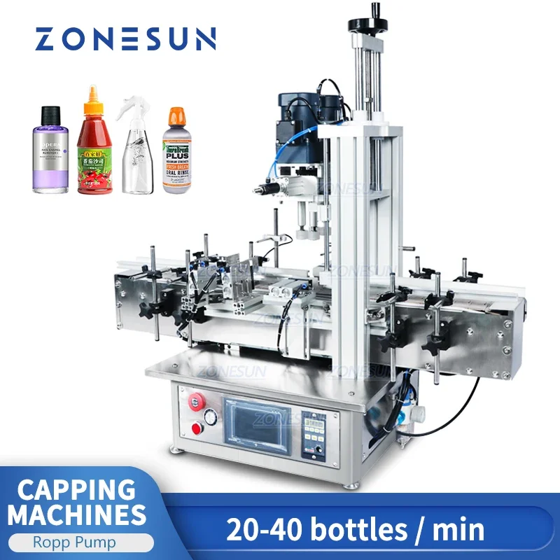 ZONESUN Benchtop Automatic Sprayer Beverage Dropper Plastic Bottle Capping Machine For Production