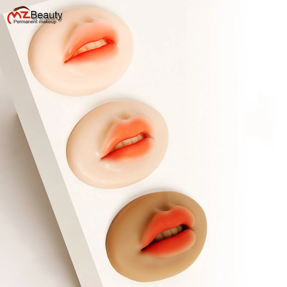 Brown Color Open Mouth 3D Lips Soft Practice Silicone Skin For Permanent Makeup Artists Coloring Course Microblading Supplies