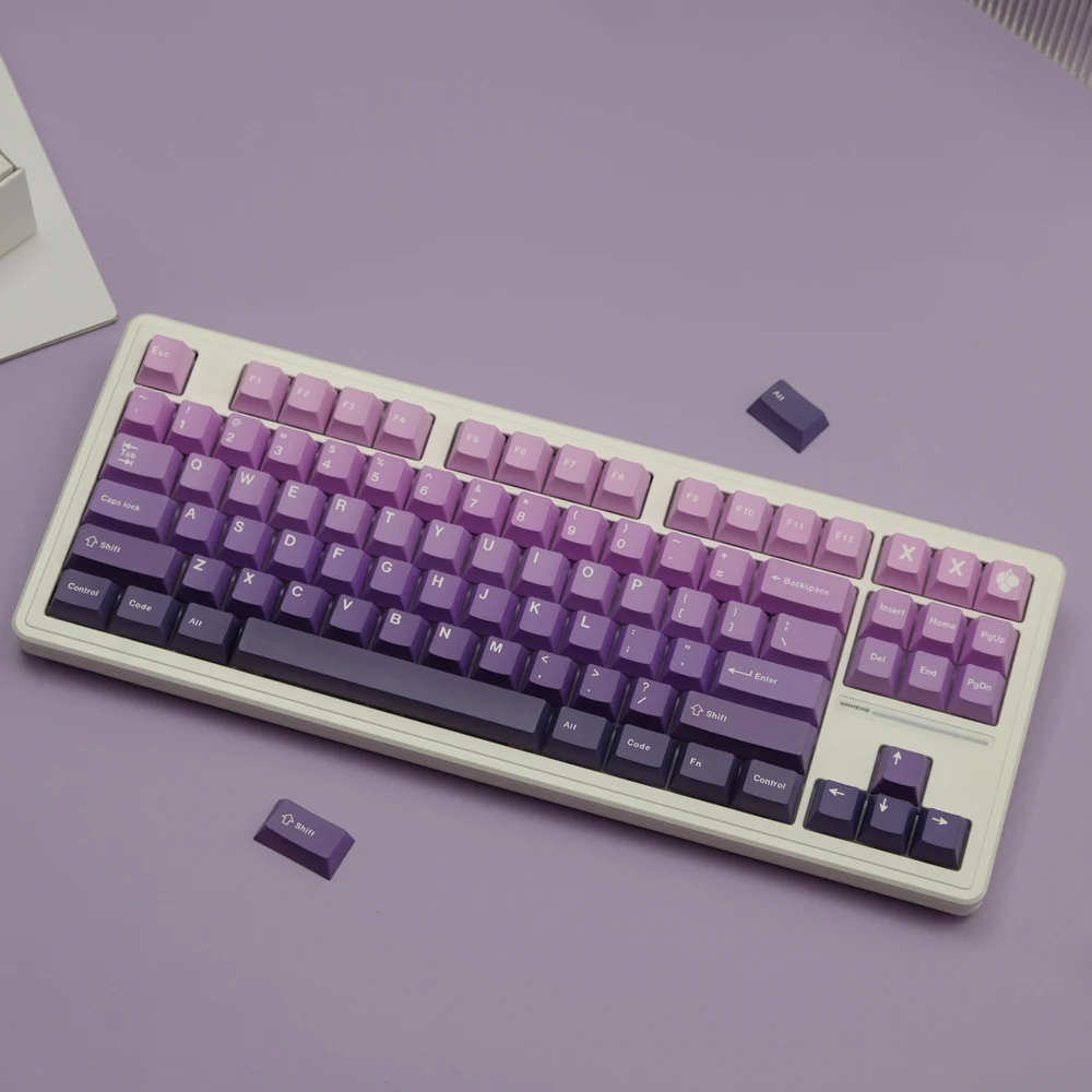 1 Satz lila Farbverlauf Tasten kappe Kirsch profil Tasten kappen pbt Farbstoff Sublimation Tasten kappe für mx Schalter mechanische Tastatur