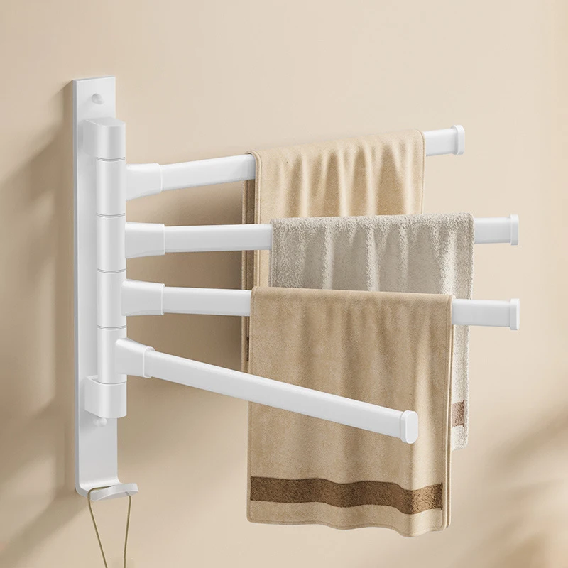 

Advanced White 180° Rotating Towel Rack Aluminum Shower Bath Towel Rack For Convenient Storage Organizer Bathroom Accessories