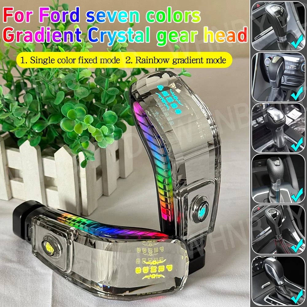Luminous RGB LED Crystal Gear Shift Knob For Ford Focus Mondeo Edge Fiesta Kuga S-MAX Car Interior Shifter Handle Accessories