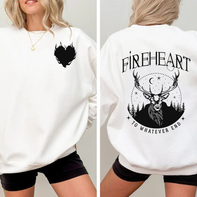 Fireheart Sweatshirt Women Throne of Glass Hoodie Pullover SJM Acotar Bookish Crewneck Sweatshirt Womens Clothing Streetwear