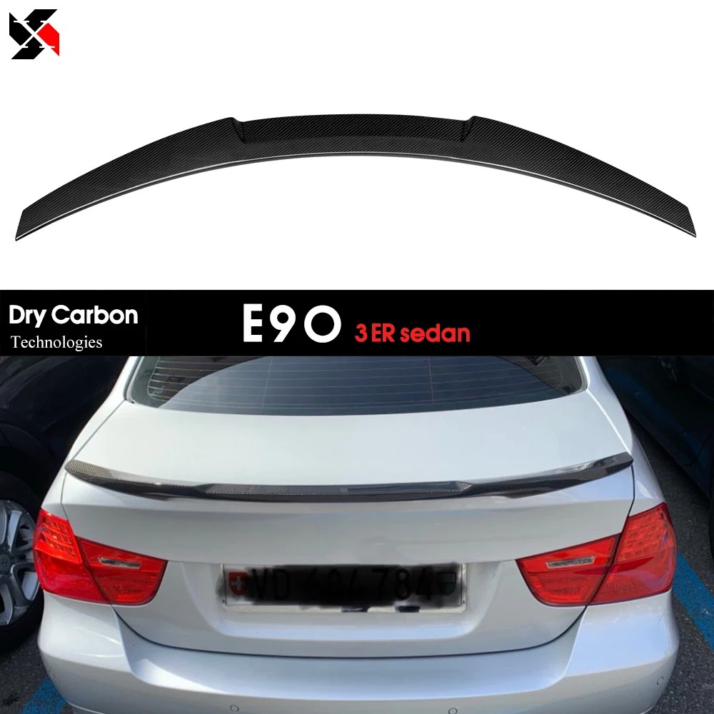 Rear Trunk Spoiler Boot Lid Wings For BMW E90 3 Series M3 Sedan 2006 - 2011 3*3 3K Twill Weave Dry Carbon Fiber Car Styling Tail