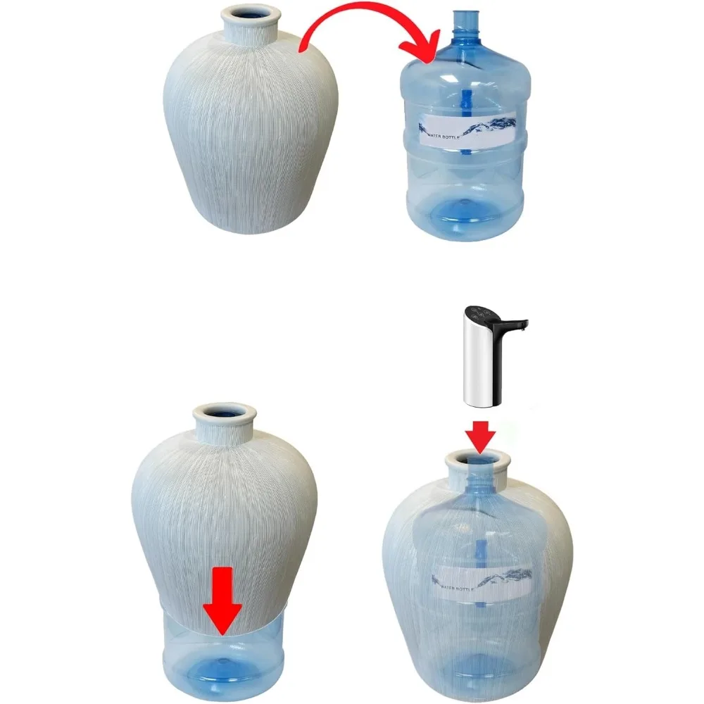 غطاء إبريق متوافق مع مضخة المياه الكهربائية البيضاء - يعمل بمنفذ USB، بدون مضخة، غطاء ديكور يدوم طويلاً