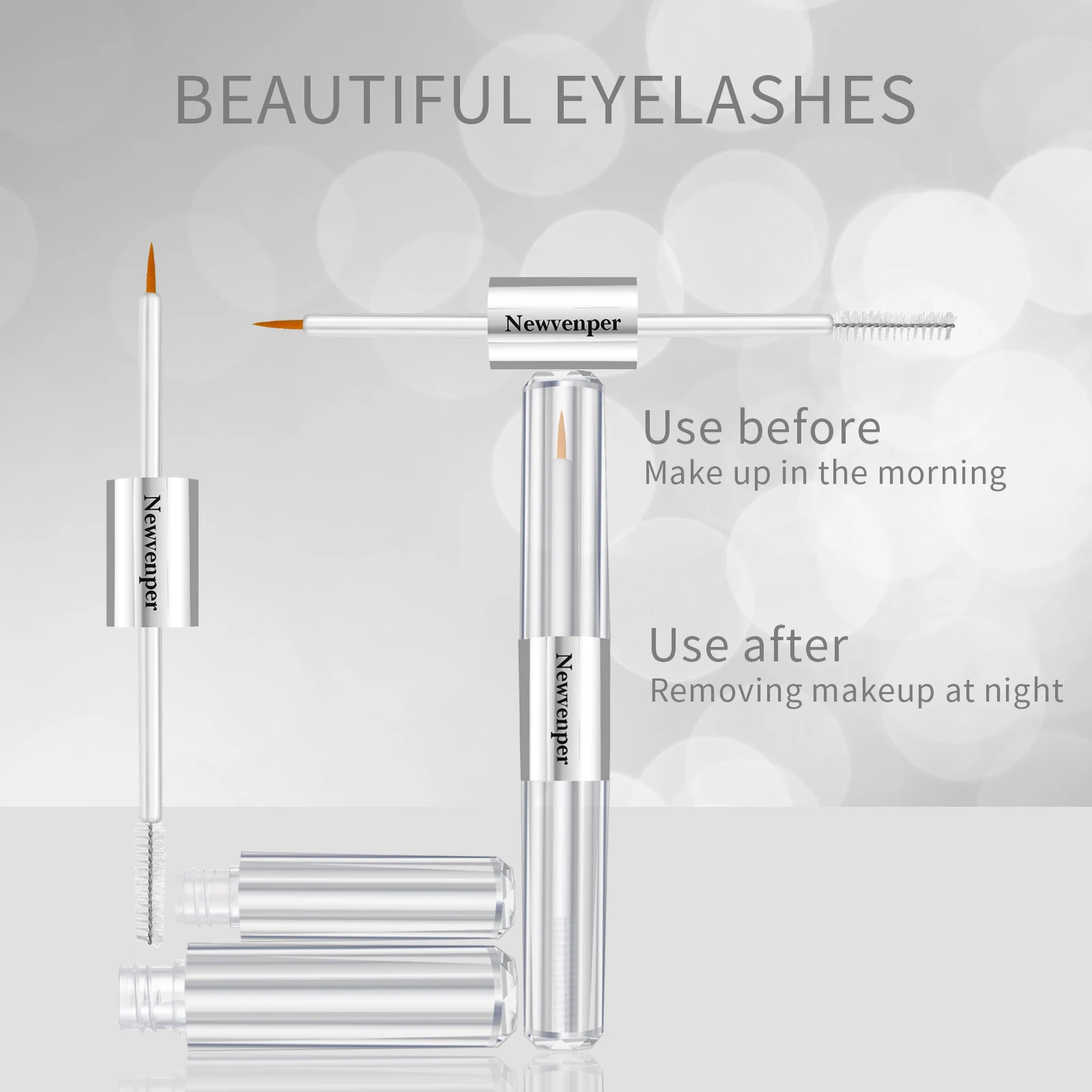 2-delige wimperessentie met dubbel borstelontwerp Voedend wimper-wenkbrauwversterker Serum voor mooie, gezondere wimpers en wenkbrauwen