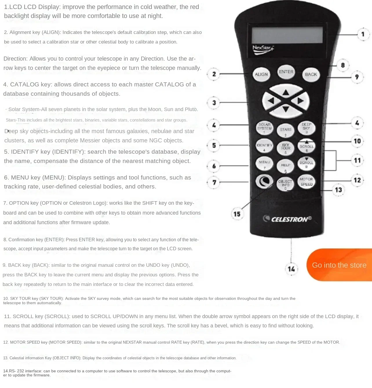 Celestron 93992 Nexstar manual control, compatible with avx/cgx/cgem/ CGX-L Equatorial mounting handle